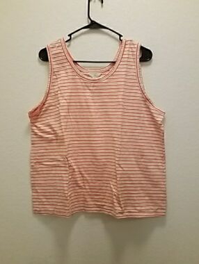 Time and Tru Coral-Striped Sleeveless Tank